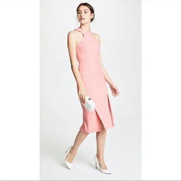 Cinq a Sept Melina Halter Cutaway Midi Pink Dress Size 0 - Picture 7 of 13